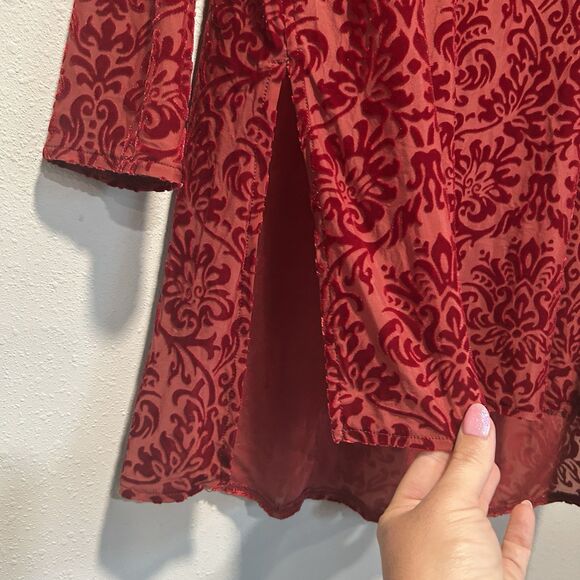 Cato Womens Velvet Burn Out Top Small Tunic Semi Sheer Floral Modest Stretch - Picture 3 of 13